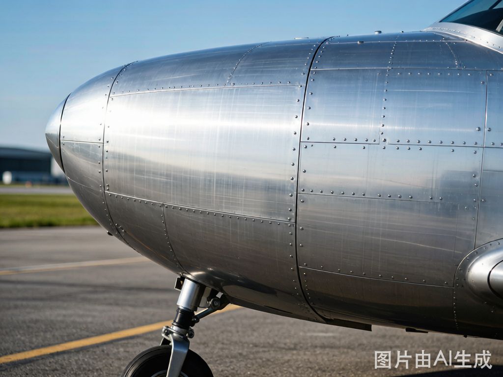 7005 aluminum aerospace fuselage skin panels with riveted joints on light aircraft