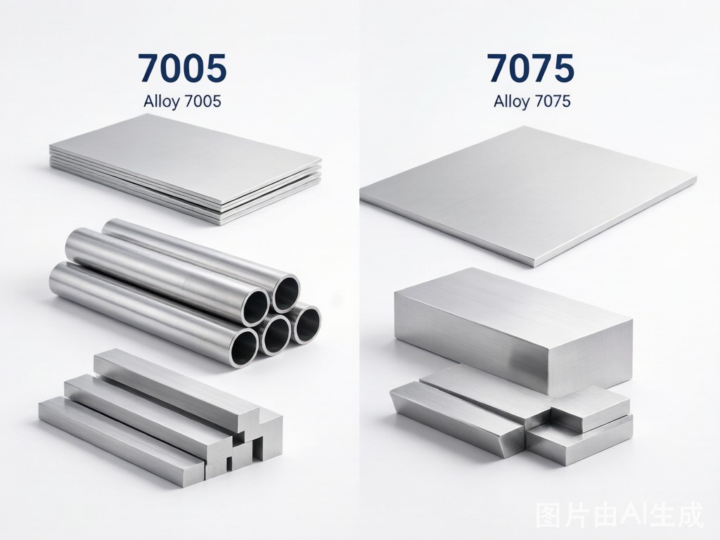7005 vs 7075 aluminum products comparison - tubes bars and sheets side by side