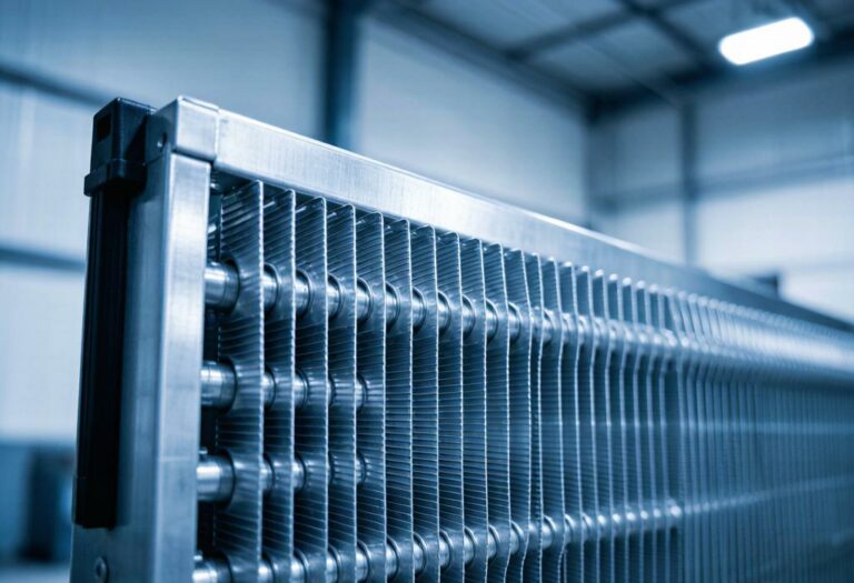 Modern HVAC heat exchanger unit with aluminum fins and tubes for thermal transfer