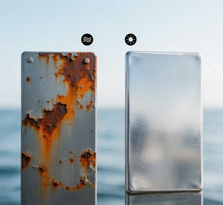 Aluminum corrosion resistance versus steel rust in marine environment