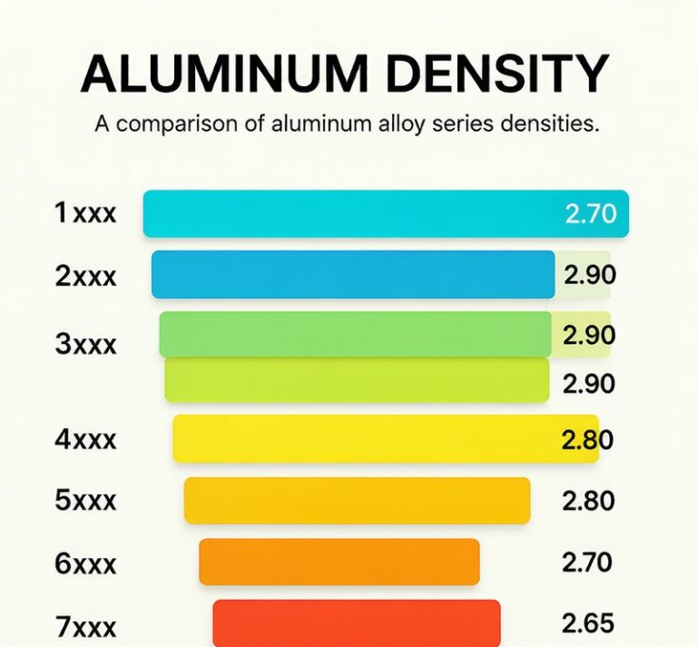 Aluminum density comparison chart across different alloy series 1xxx to 7xxx
