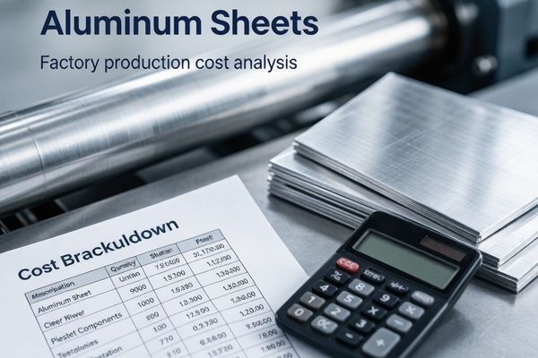 Aluminum cost calculation concept with calculator and pricing documents