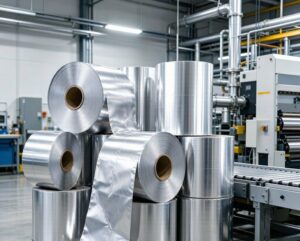 large 8011 aluminum foil rolls in manufacturing facility