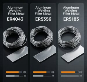 Aluminum welding filler metal samples ER4043 ER5356 ER5183 comparison for different alloy applications