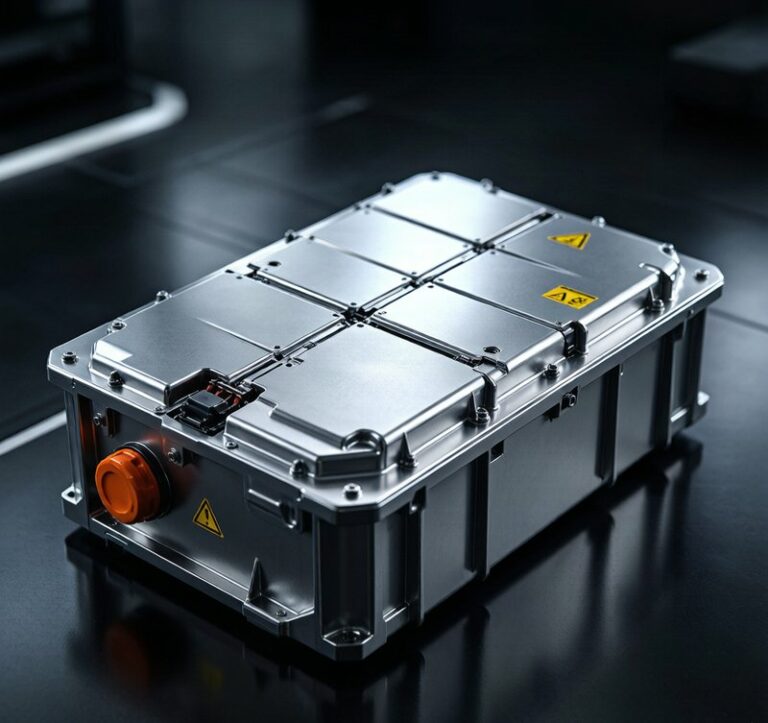 EV battery enclosure made from aluminum housing showing electric vehicle battery pack structure
