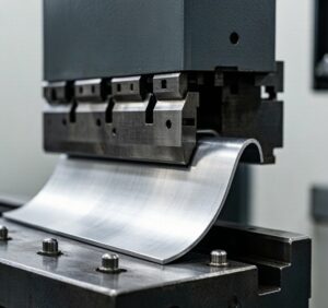 Aluminum sheet metal bending press brake machine in operation
