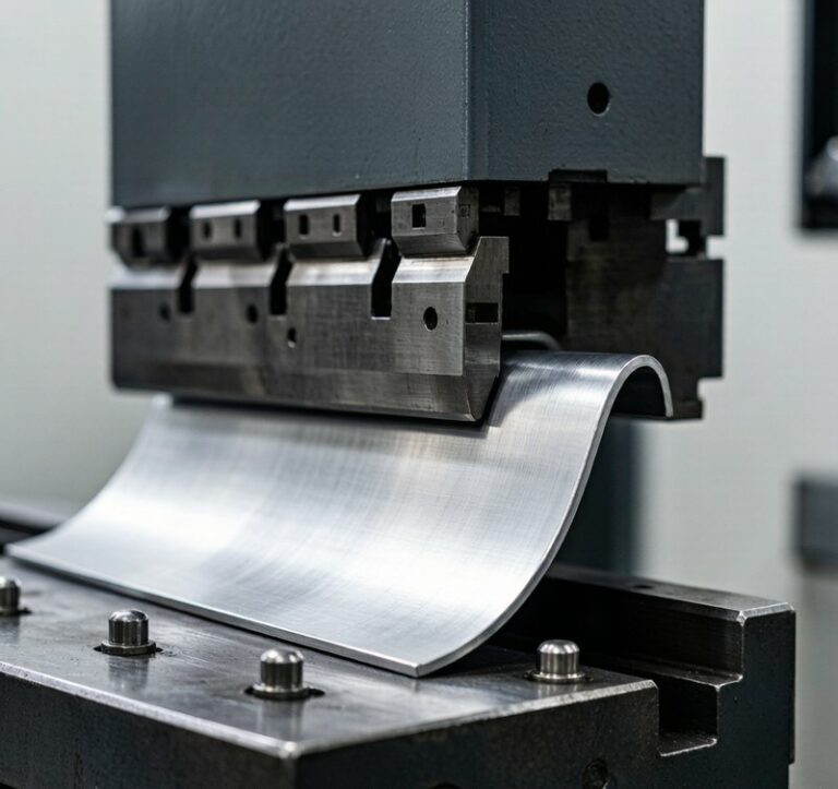 Aluminum sheet metal bending press brake machine in operation