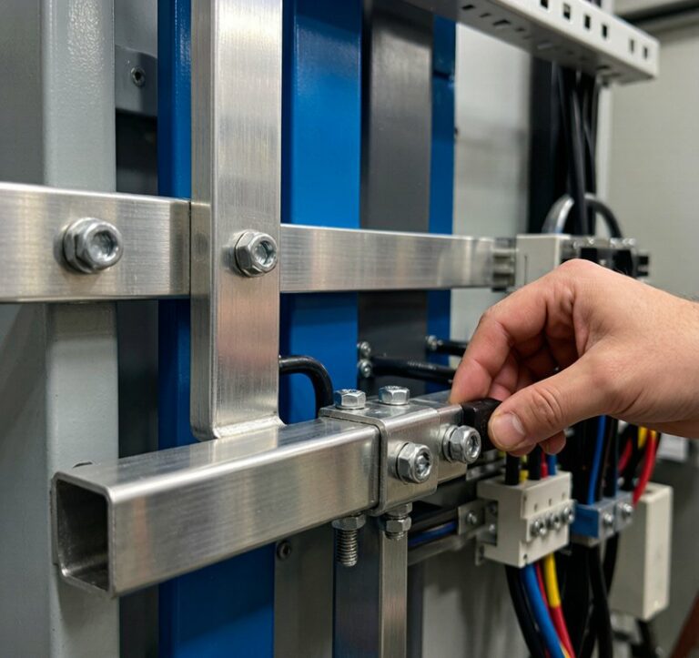 Aluminum electrical conductor components including 1100 alloy bus bars and cable connections