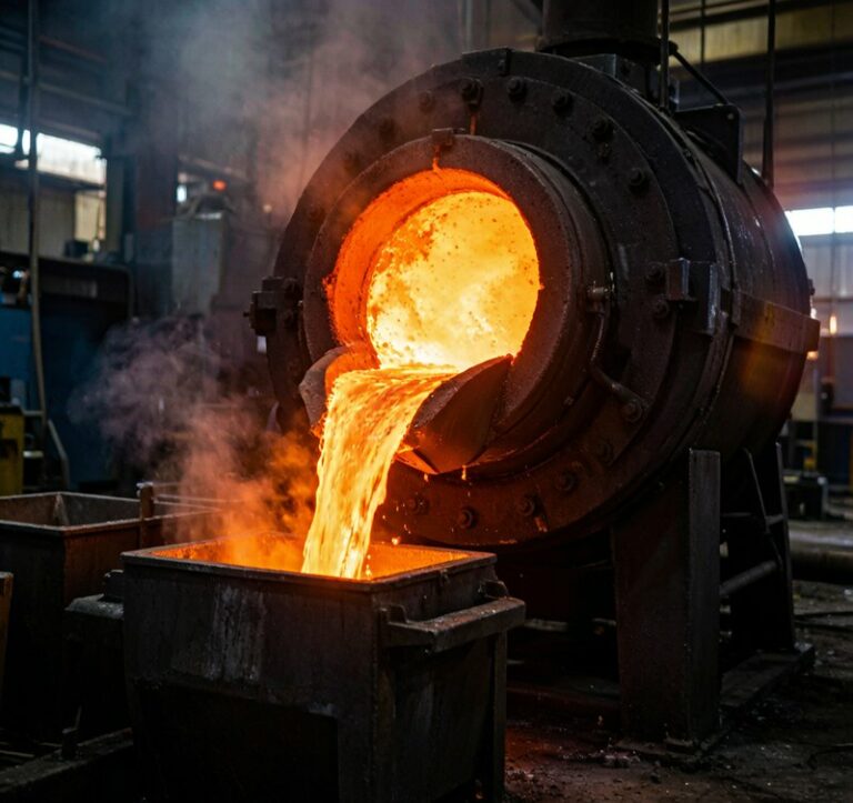 Aluminum melting furnace for secondary aluminum production and pouring