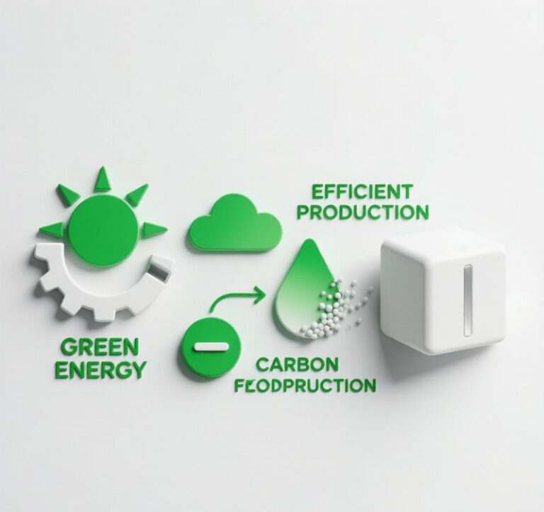 Aluminum sustainability concept: green energy efficient production and carbon footprint reduction