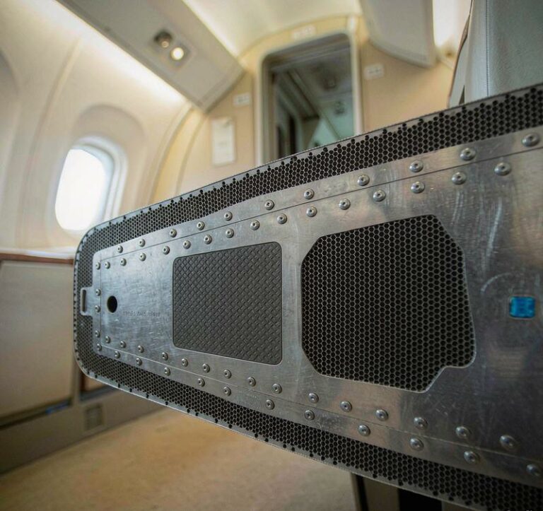 Aluminum honeycomb panels used in aircraft interior wall and floor panels